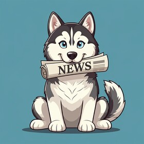 Image of an animated dog holding a newspaper